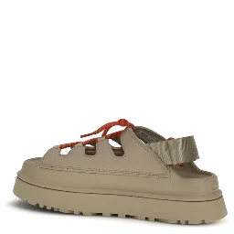 Beige Polyurethane Platform Sandals