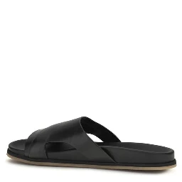 Black Calf Leather Bos Taurus Flat Sandals