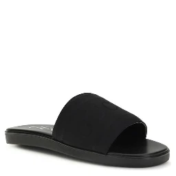 Black Fabric Flat Sandals