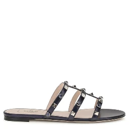 Blue Goatskin Flat Sandals