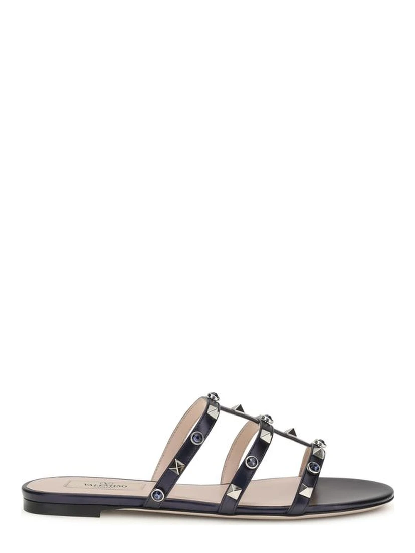 Blue Goatskin Flat Sandals