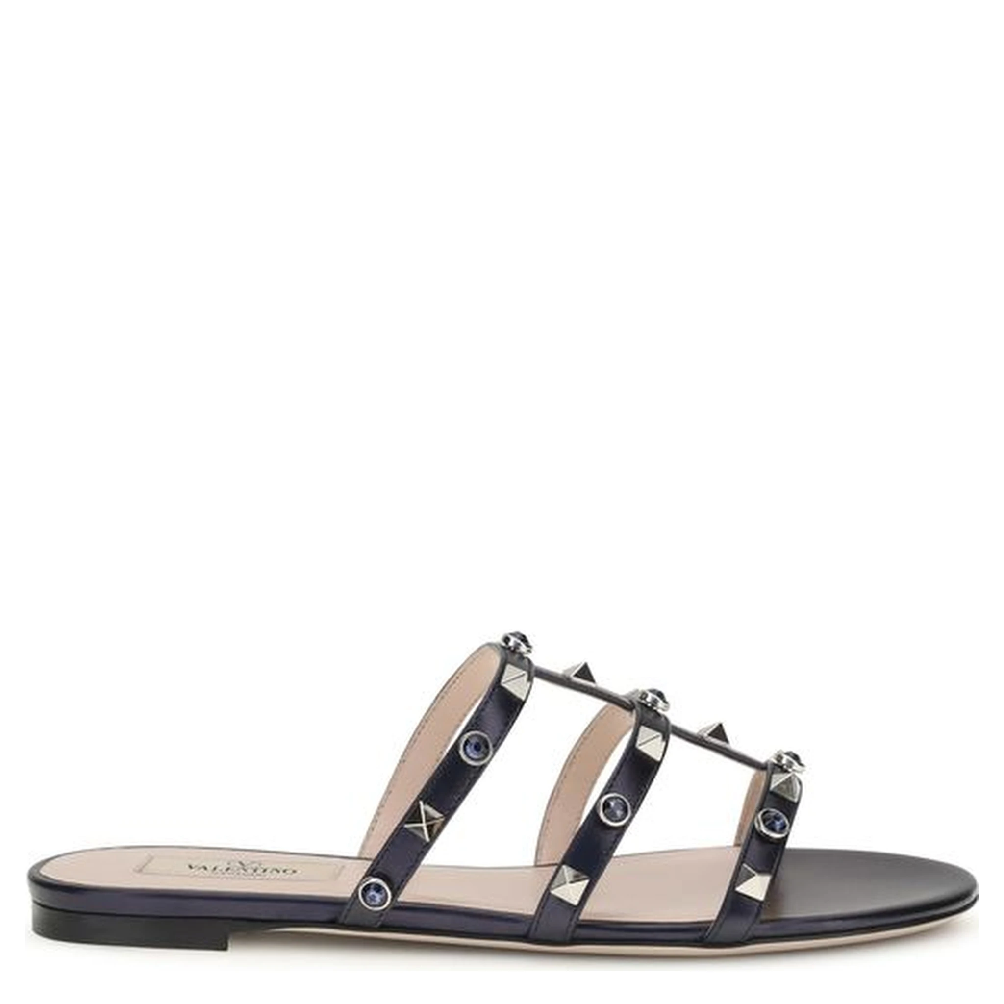 Blue Goatskin Flat Sandals