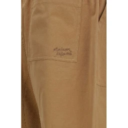 Beige Cotton Casual Pants