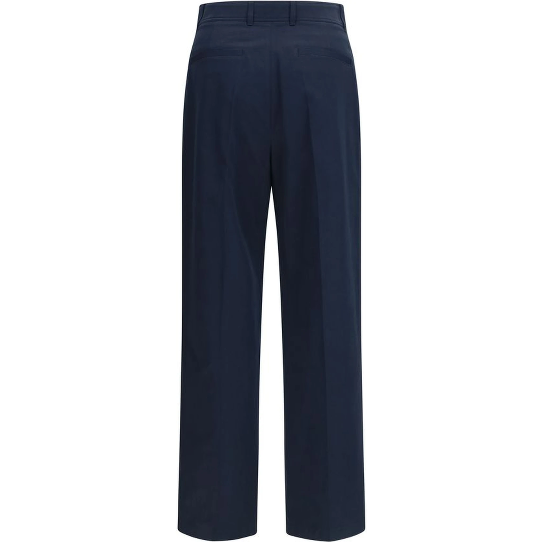 Blue Cotton Casual Pants