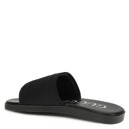 Black Fabric Flat Sandals