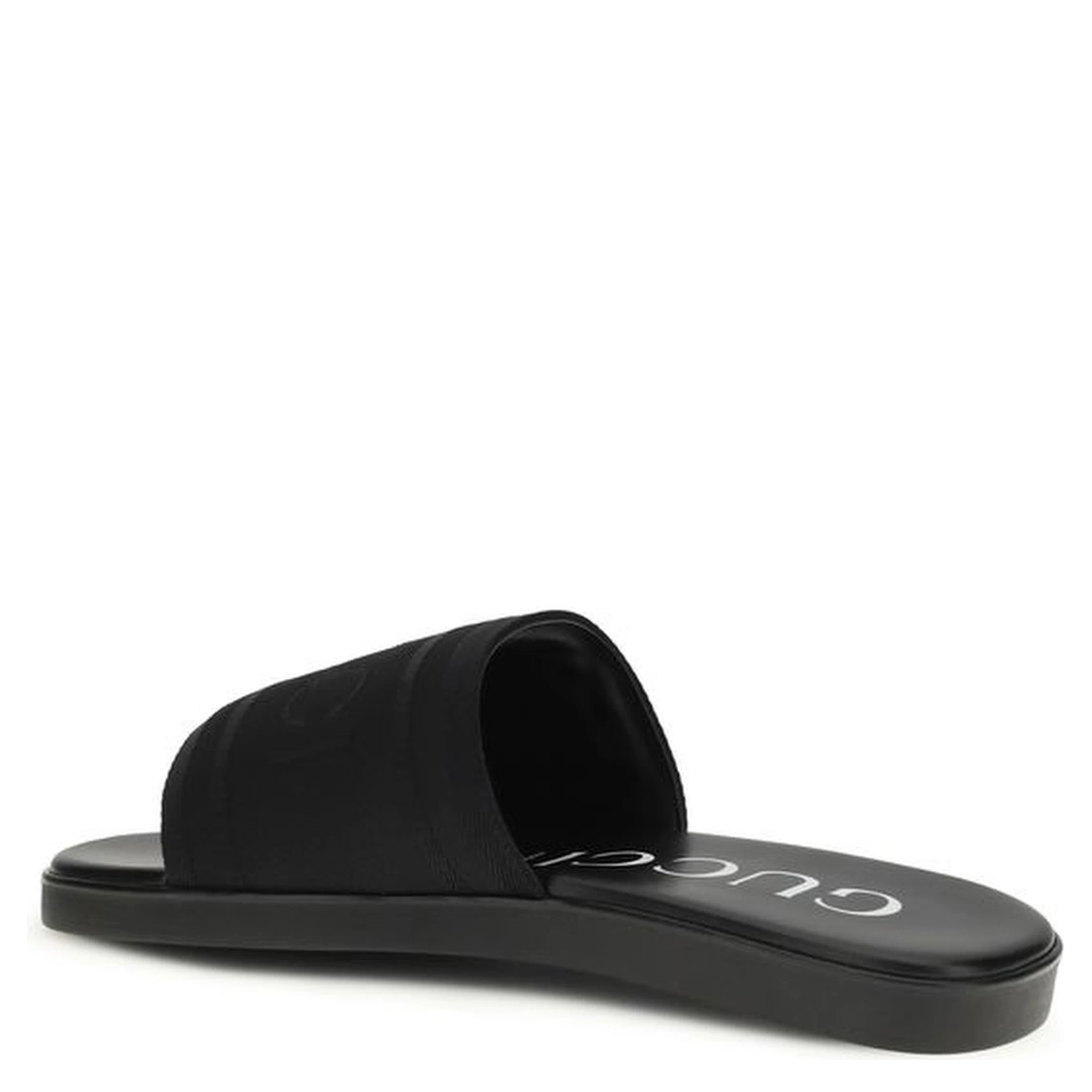 Black Fabric Flat Sandals