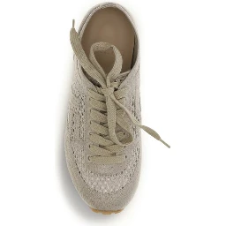 Beige Cotton Athletic Sneakers