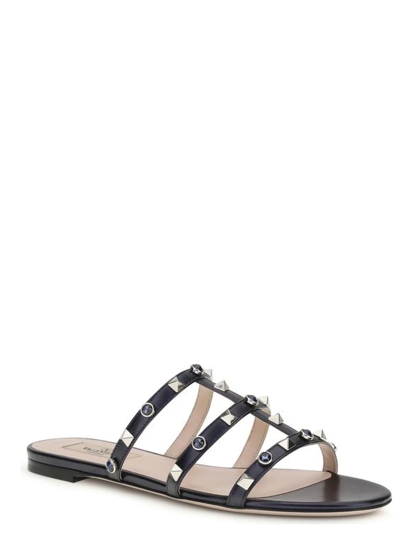 Blue Goatskin Flat Sandals
