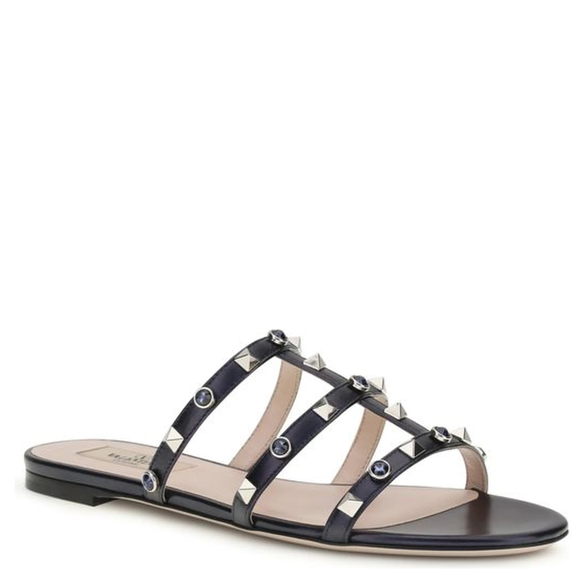 Blue Goatskin Flat Sandals