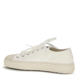 White Fabric Low Top Sneakers