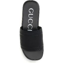 Black Fabric Flat Sandals
