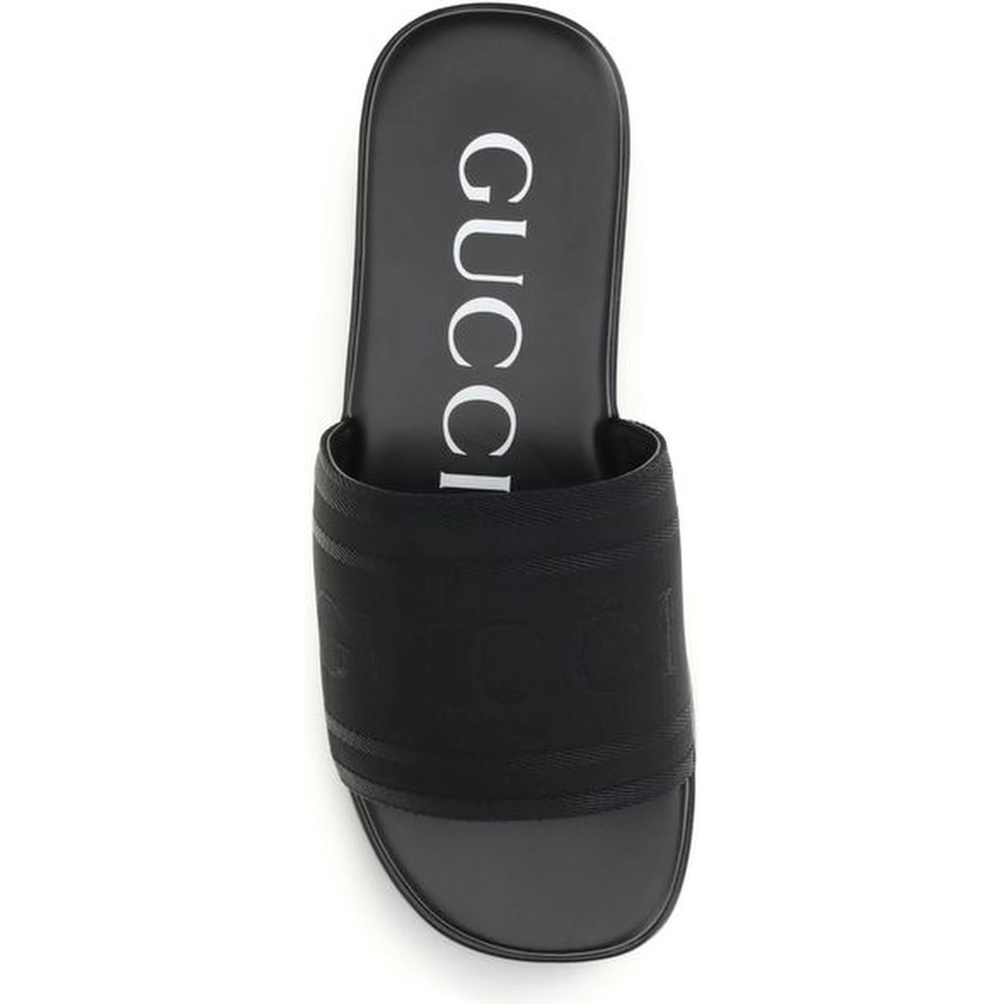 Black Fabric Flat Sandals