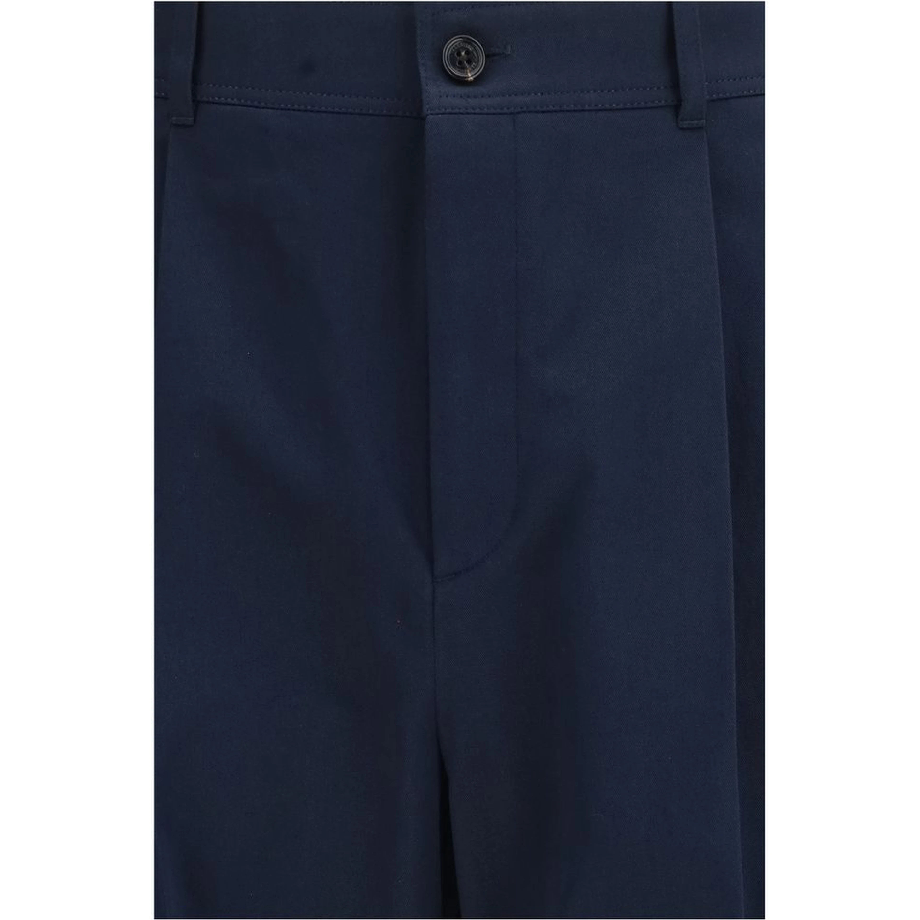 Blue Cotton Casual Pants