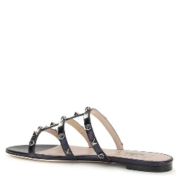 Blue Goatskin Flat Sandals