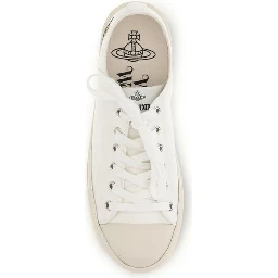 White Fabric Low Top Sneakers