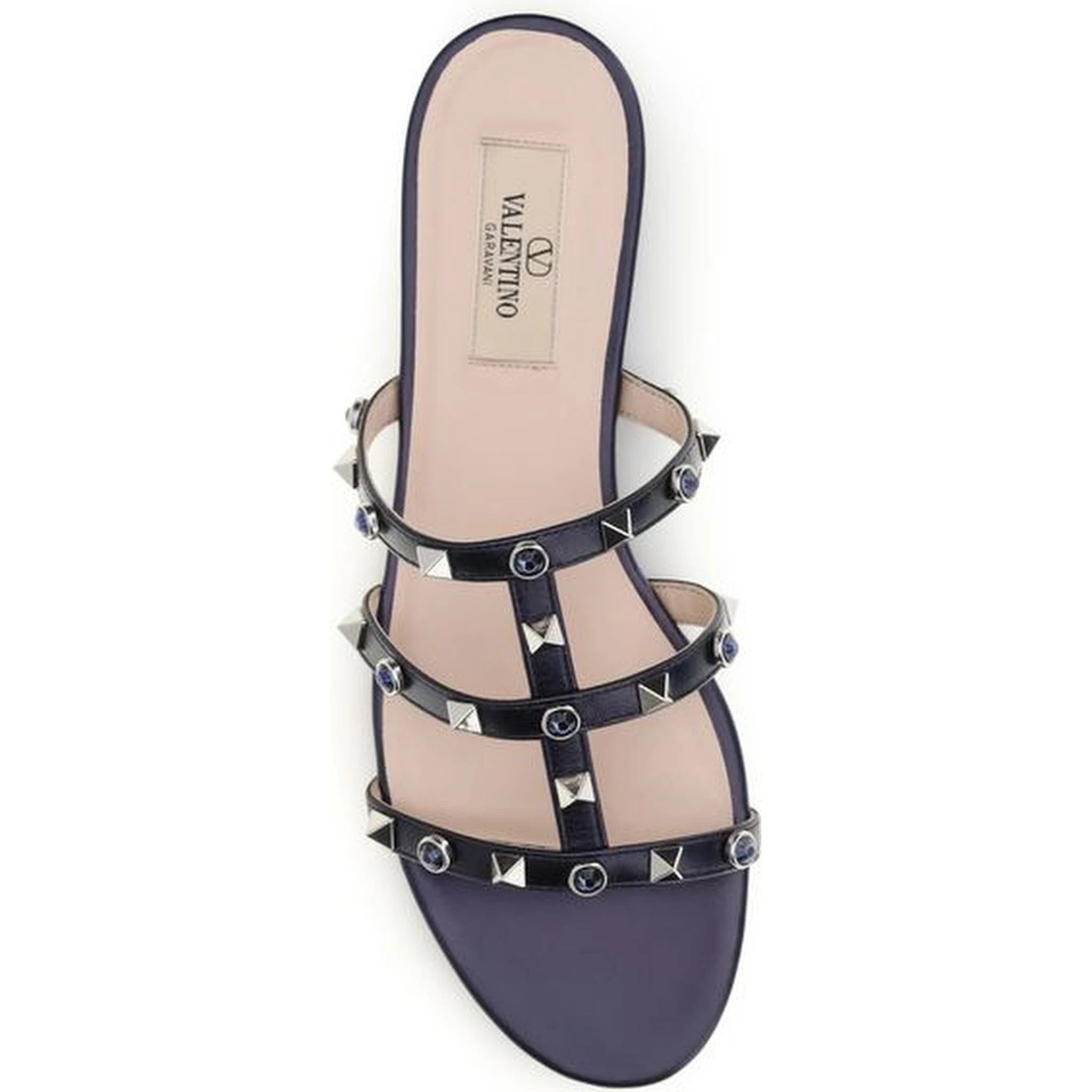 Blue Goatskin Flat Sandals