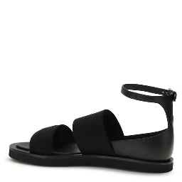 Black Calf Leather Bos Taurus Flat Sandals
