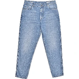 Blue Cotton Straight-Leg Jeans