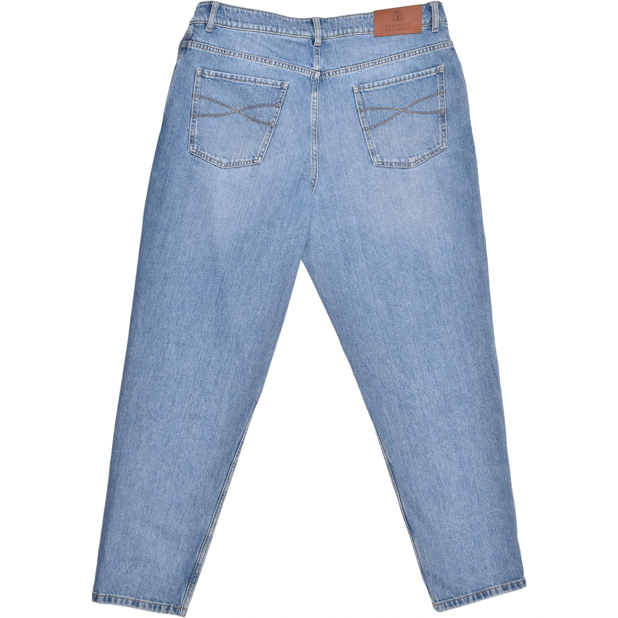 Blue Cotton Straight-Leg Jeans