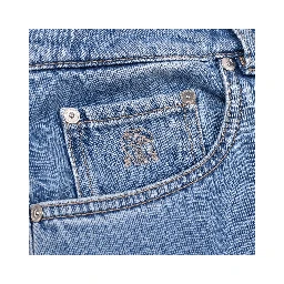 Blue Cotton Straight-Leg Jeans