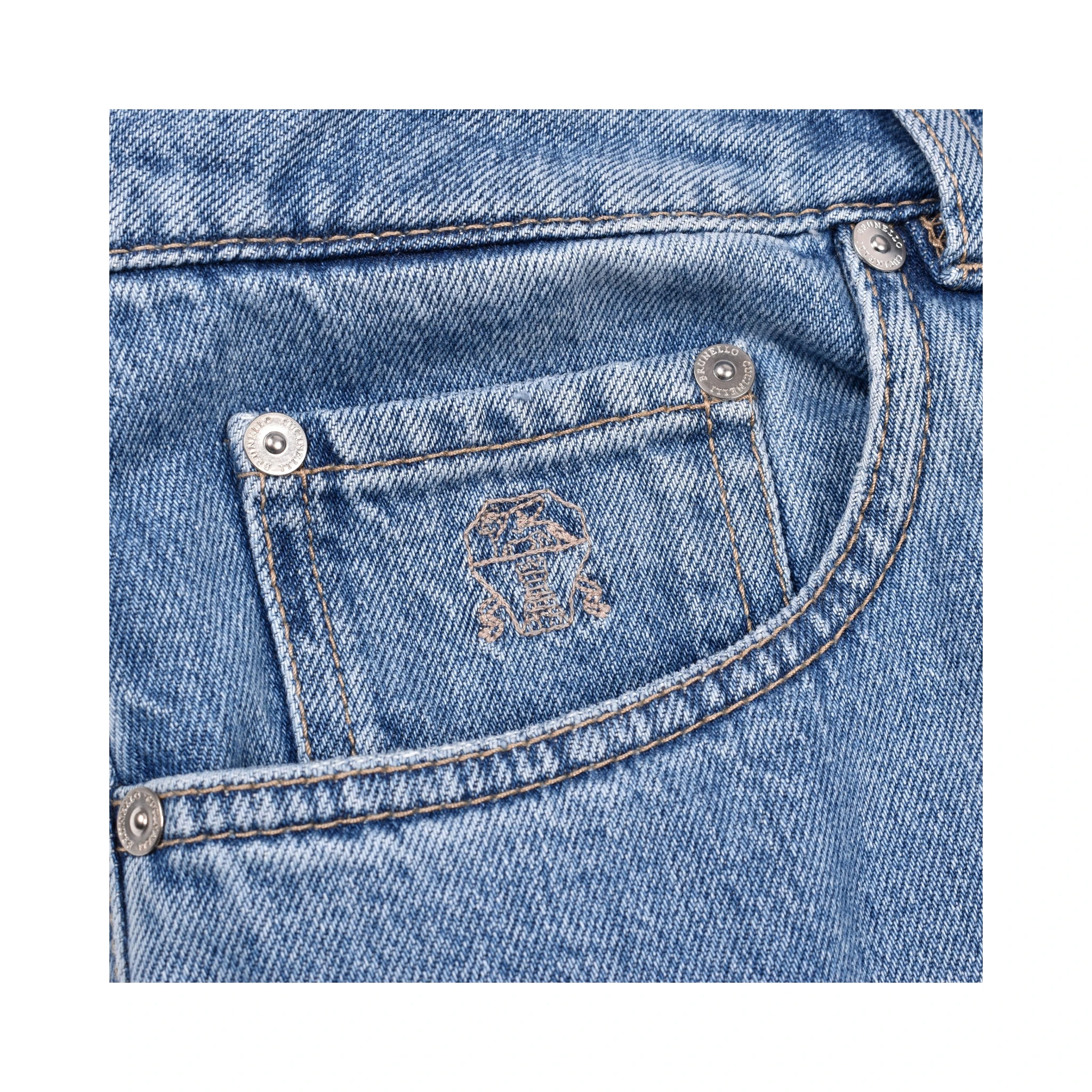 Blue Cotton Straight-Leg Jeans