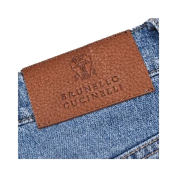 Blue Cotton Straight-Leg Jeans