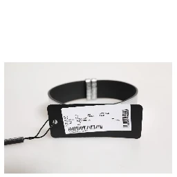 Silver Textured Leather Gold Tone Metal Neckband