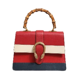 Dionysus Bamboo Medium Top Handle Bag White Blue Red