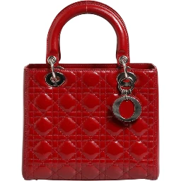 Cherry Red Patent Leather Cannage Quilting Small Lady Dior Bag