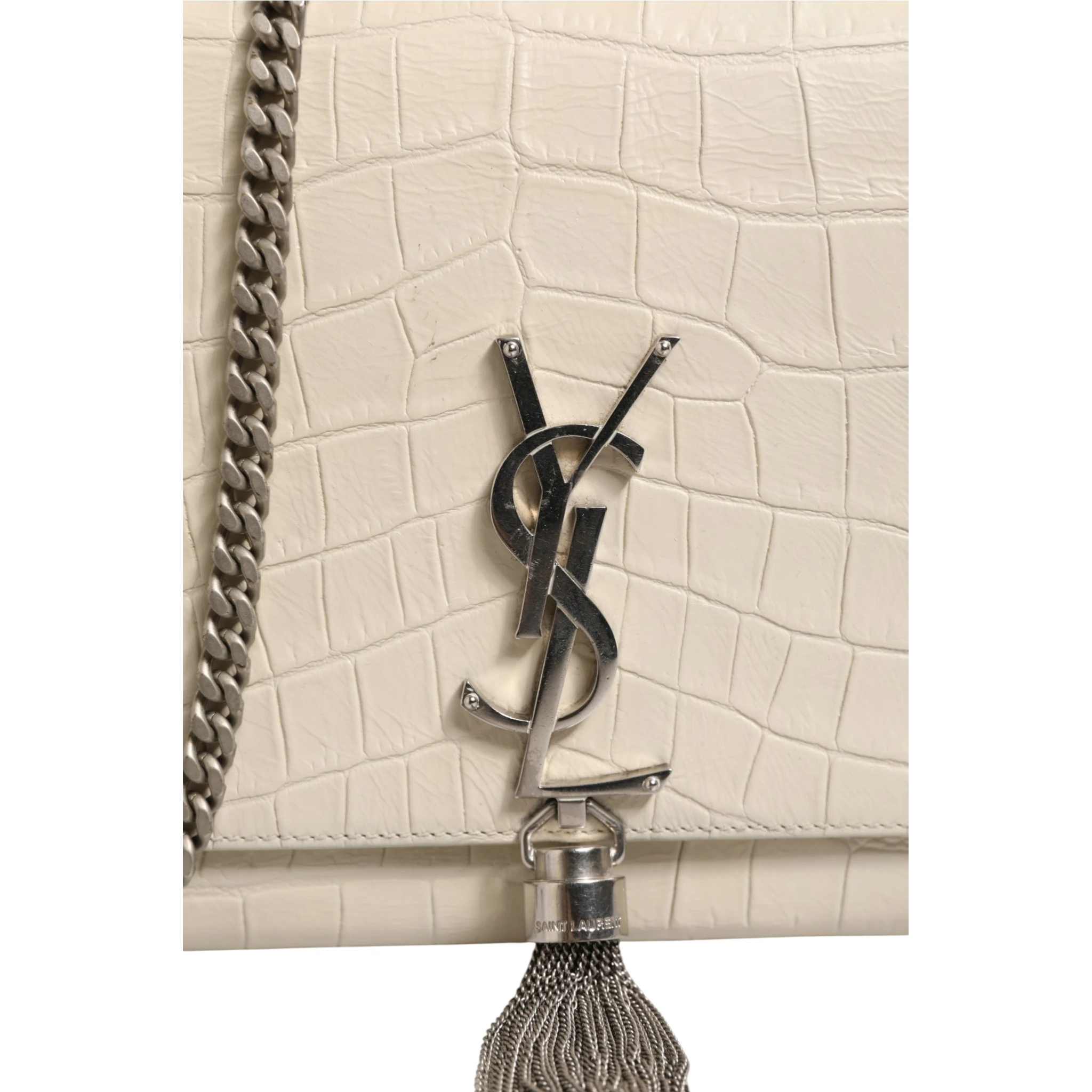 Kate Tassel Small Croc-Embossed Leather