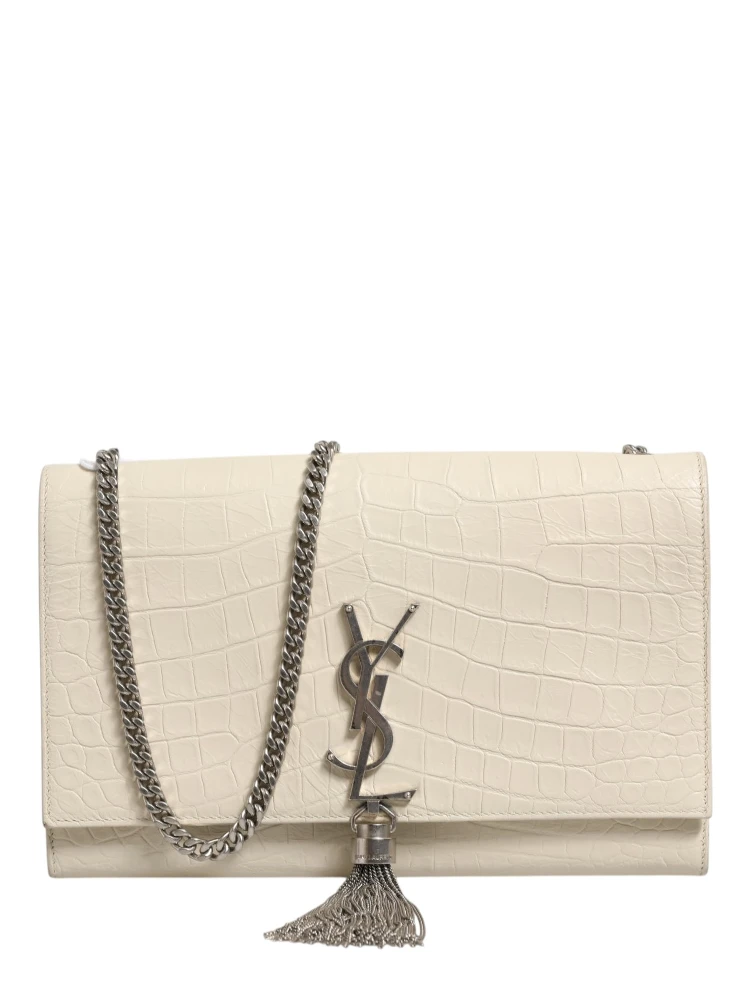 Kate Tassel Small Croc-Embossed Leather