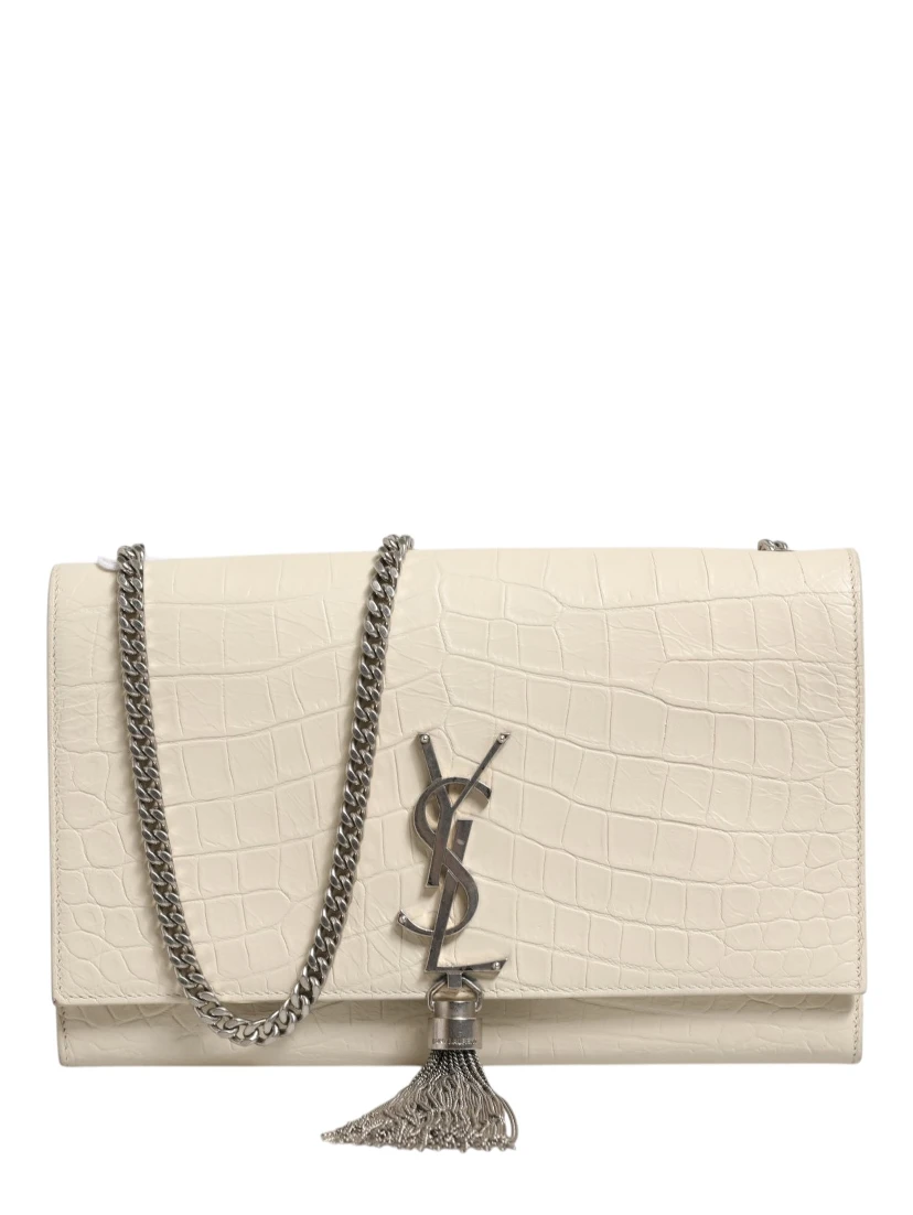 Kate Tassel Small Croc-Embossed Leather