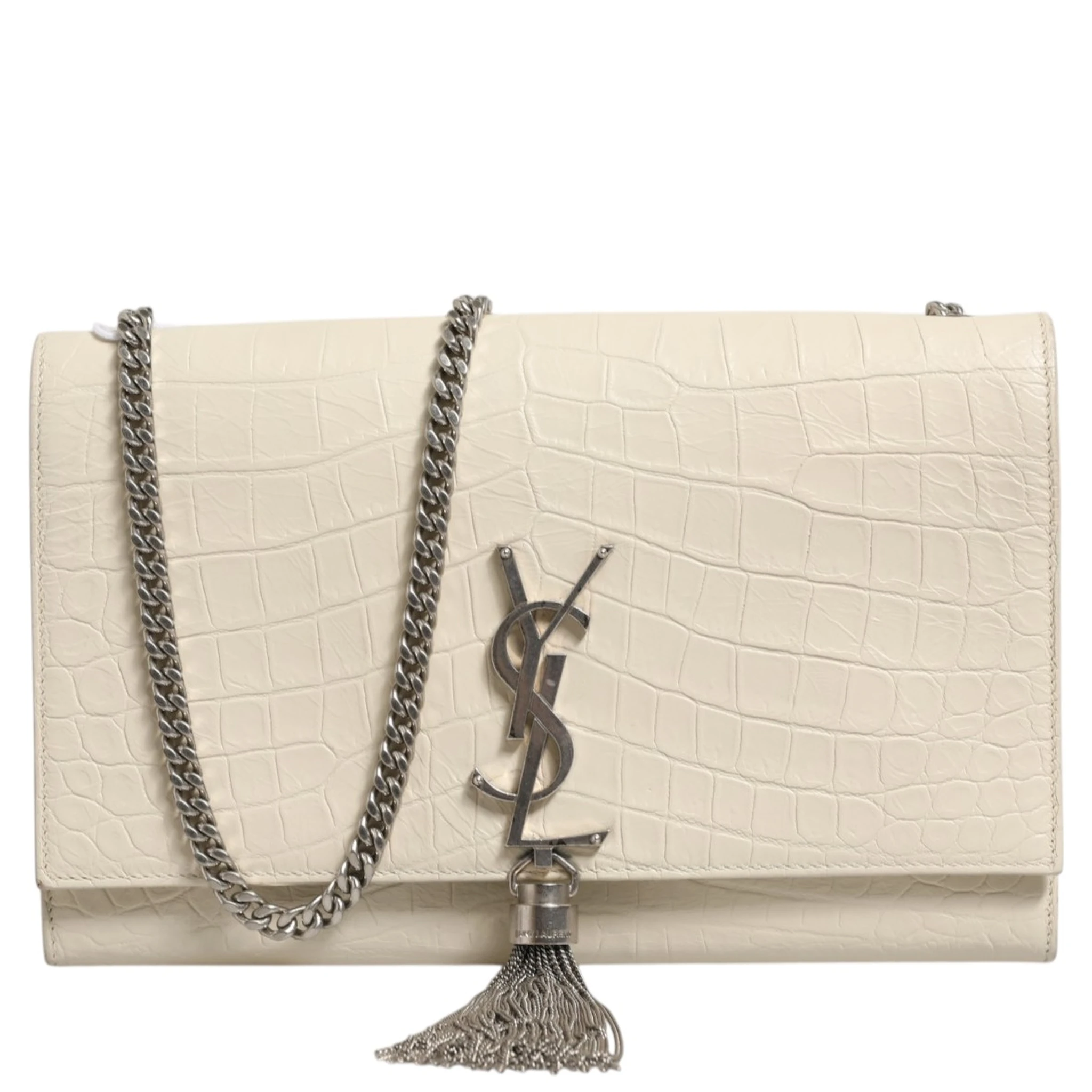Kate Tassel Small Croc-Embossed Leather