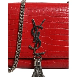 Kate Tassel Chain Bag in Red Crocodile Embossed Leather