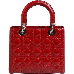 Cherry Red Patent Leather Cannage Quilting Small Lady Dior Bag