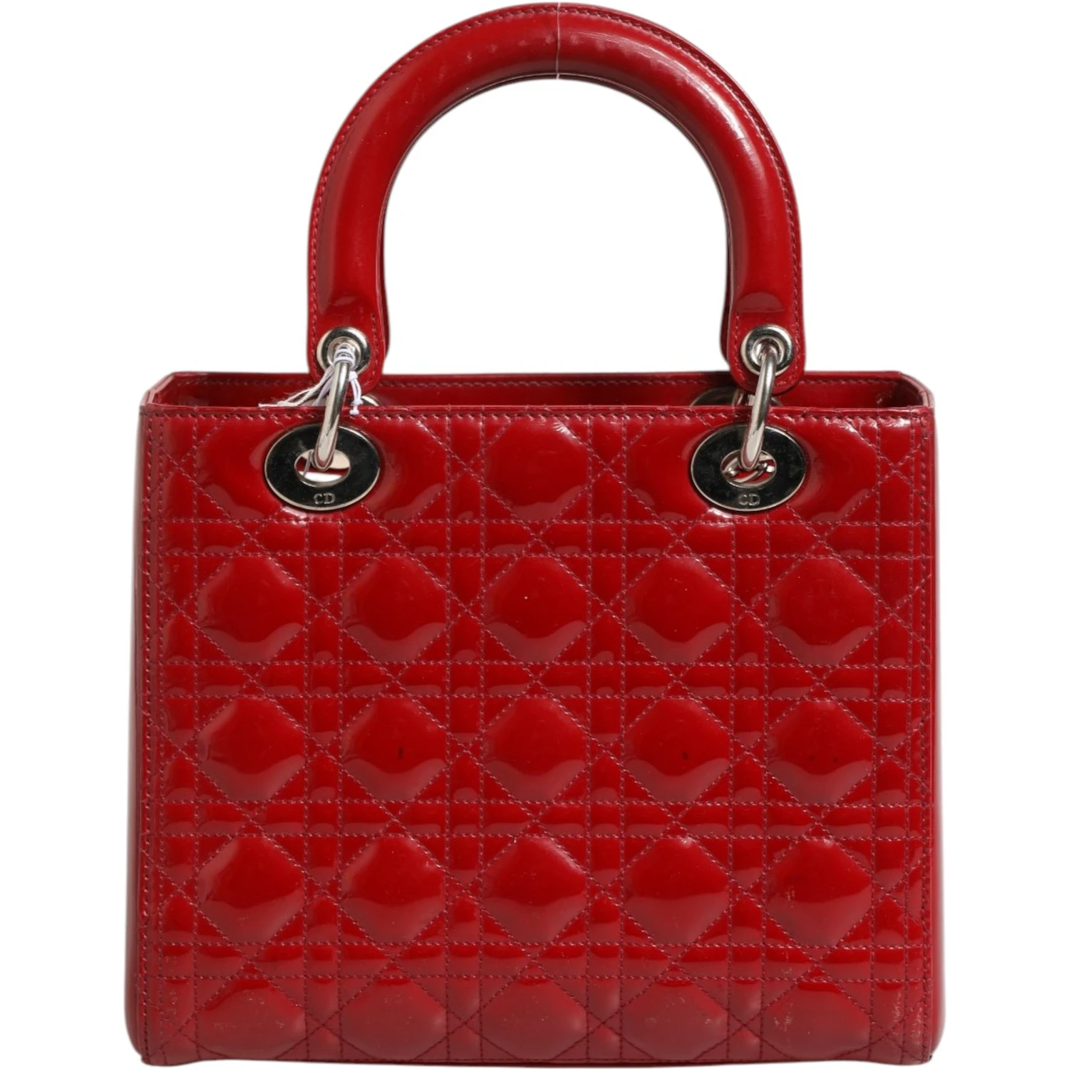 Cherry Red Patent Leather Cannage Quilting Small Lady Dior Bag