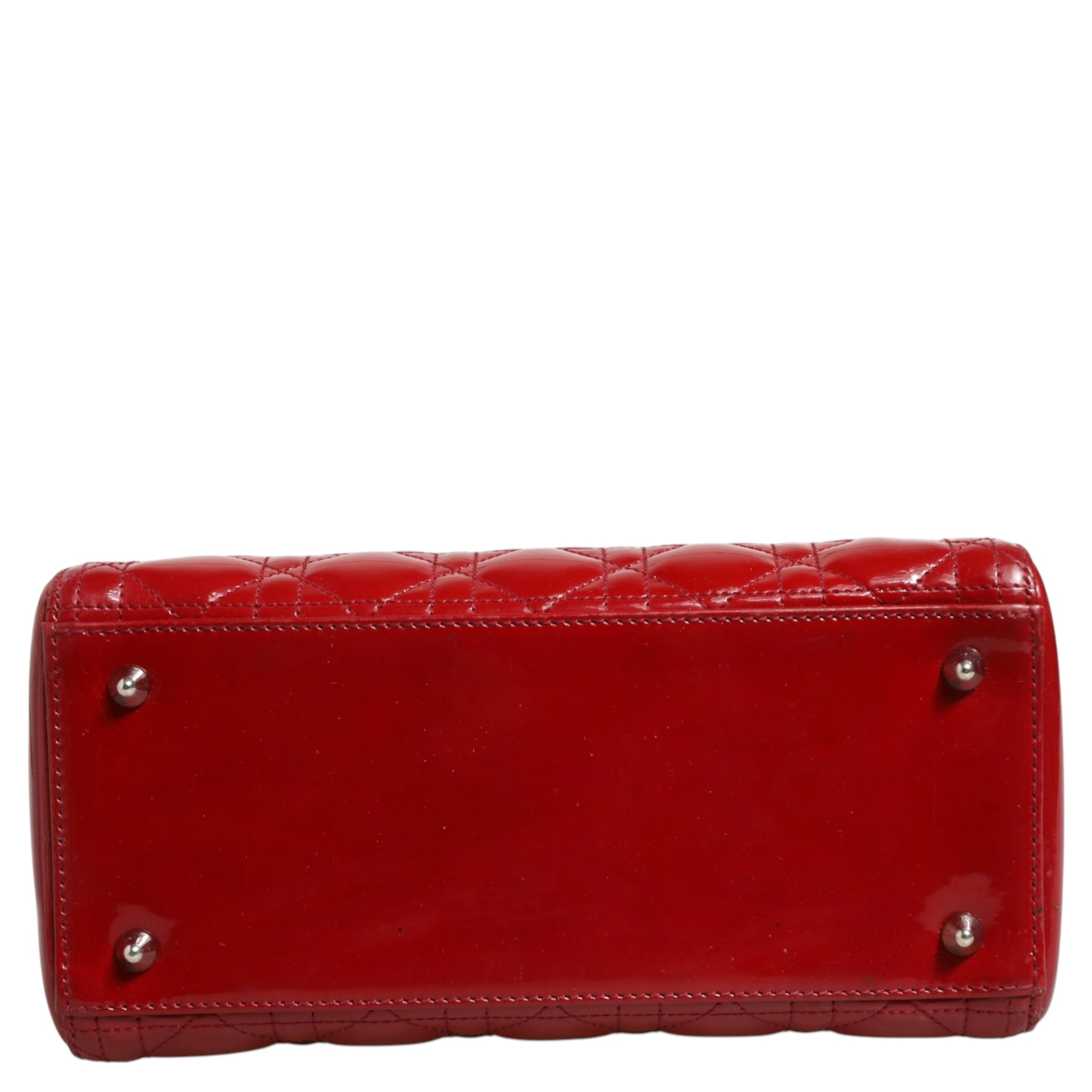 Cherry Red Patent Leather Cannage Quilting Small Lady Dior Bag