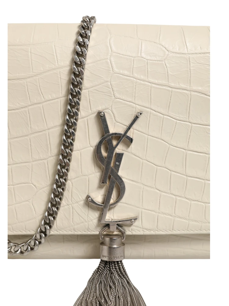 Kate Tassel Small Croc-Embossed Leather alternative