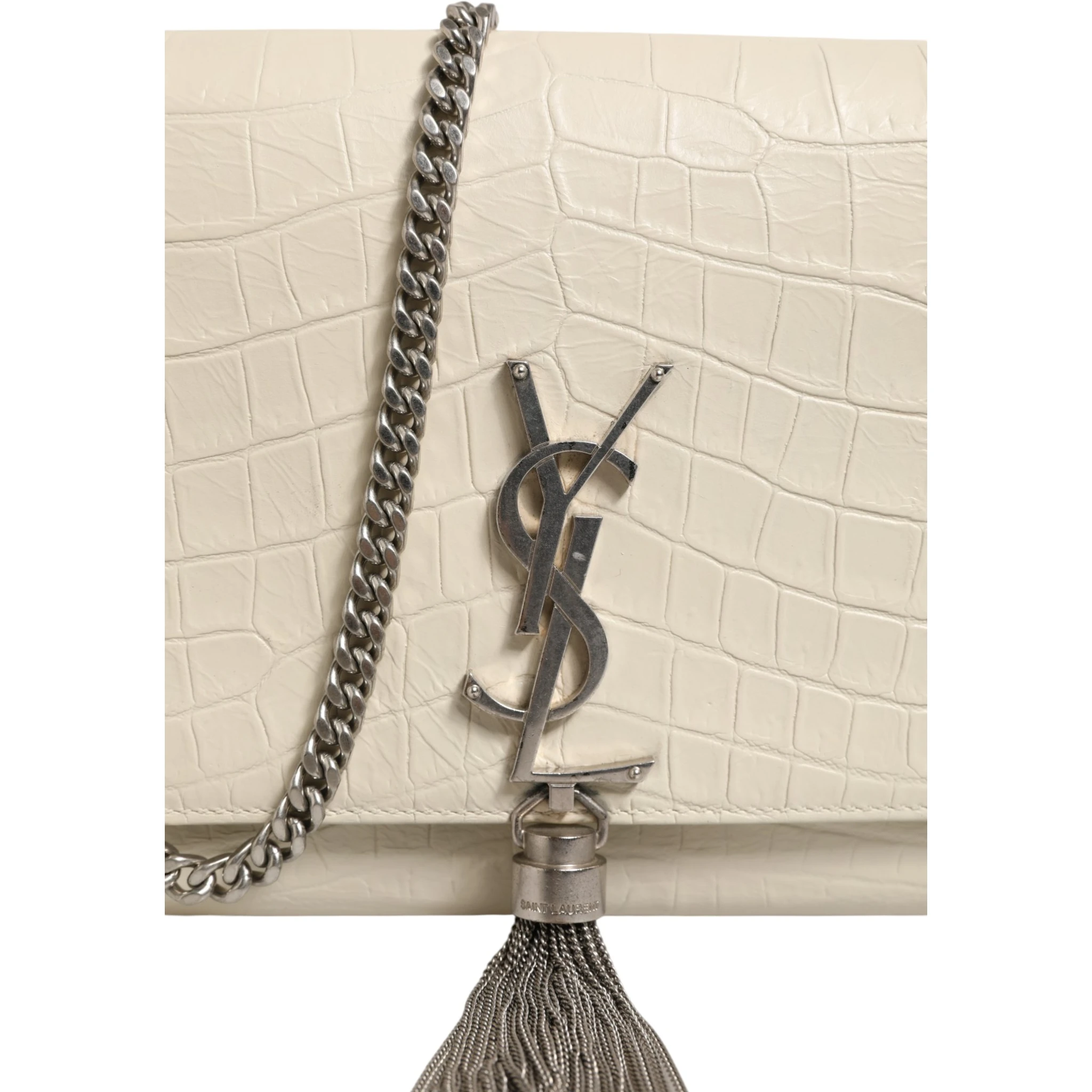 Kate Tassel Small Croc-Embossed Leather