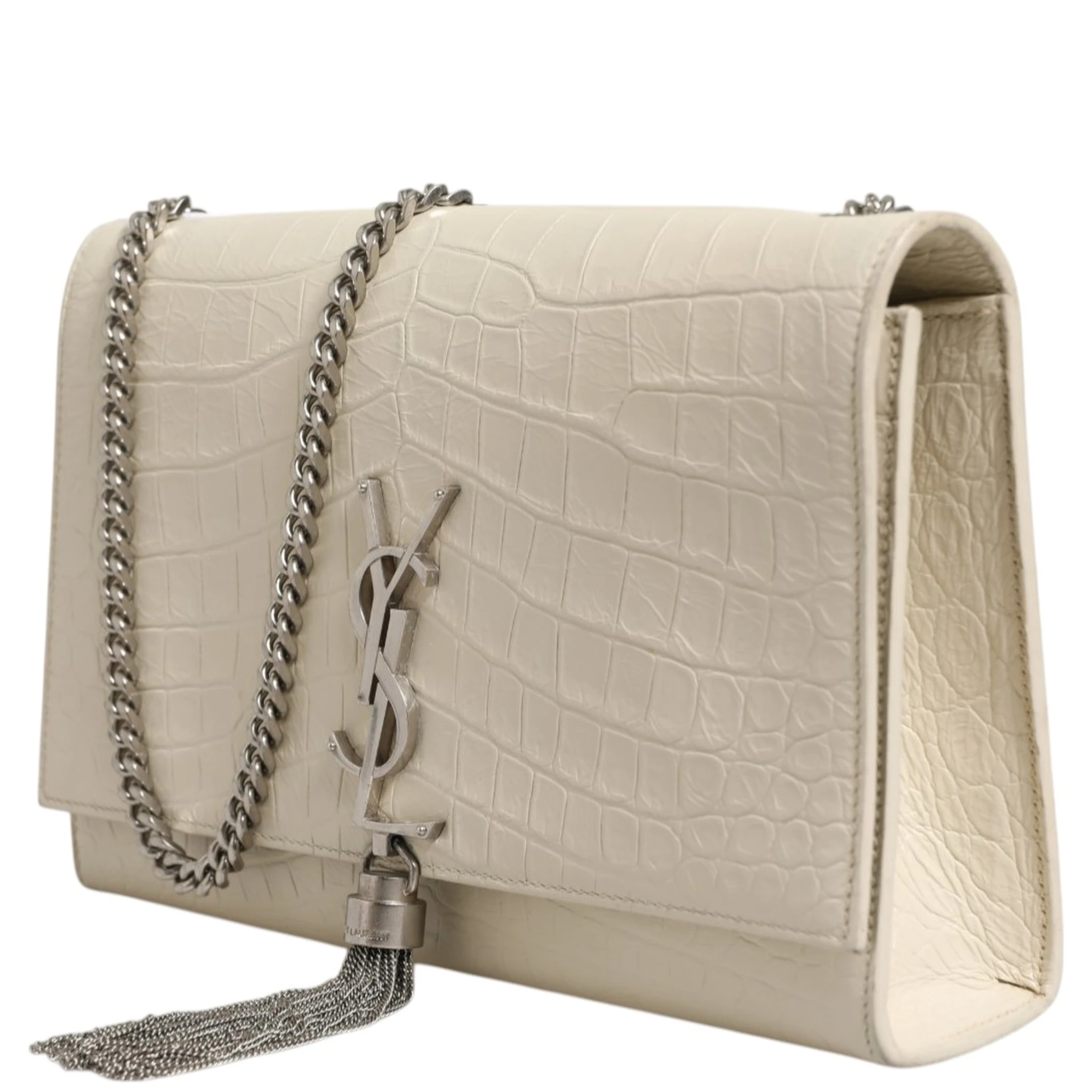 Kate Tassel Small Croc-Embossed Leather