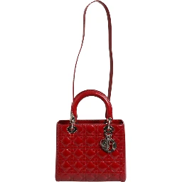Cherry Red Patent Leather Cannage Quilting Small Lady Dior Bag