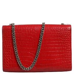 Kate Tassel Chain Bag in Red Crocodile Embossed Leather