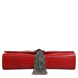 Kate Tassel Chain Bag in Red Crocodile Embossed Leather