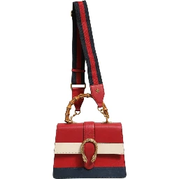 Dionysus Bamboo Medium Top Handle Bag White Blue Red