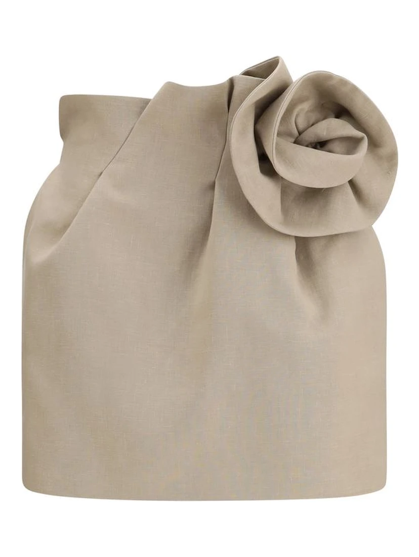 Beige Linen Mini Skirt