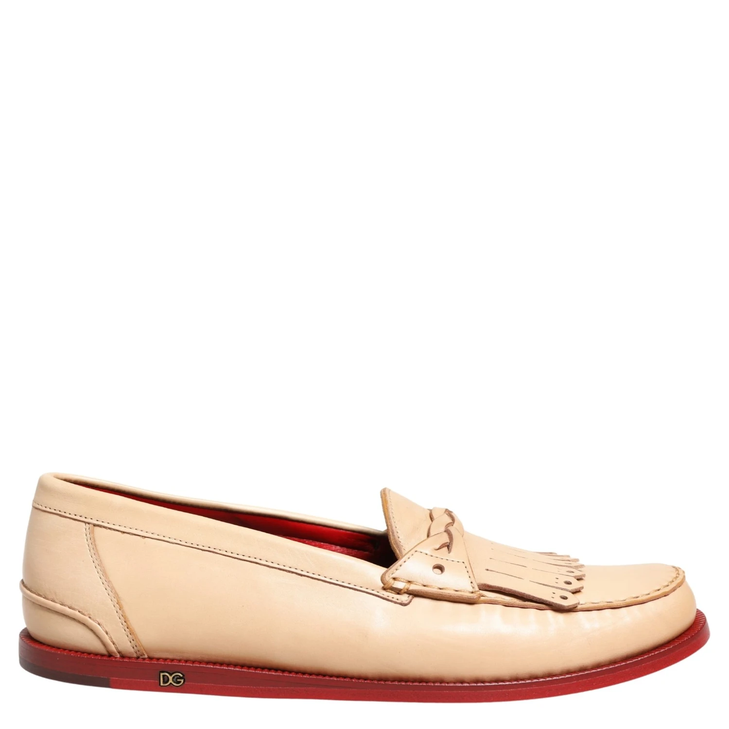 Beige Tassel Leather Men Slip On Loafers Shoes