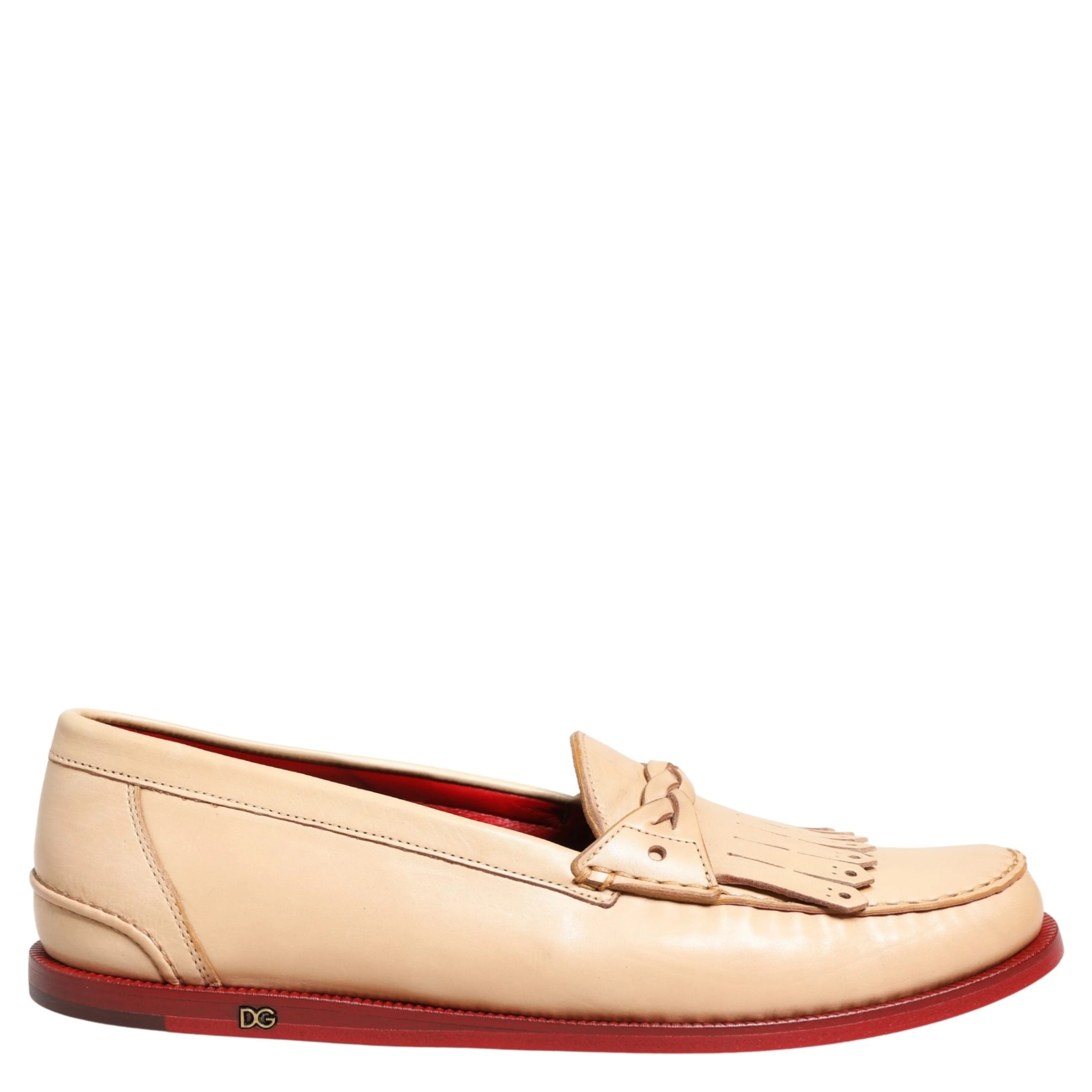 Beige Tassel Leather Men Slip On Loafers Shoes