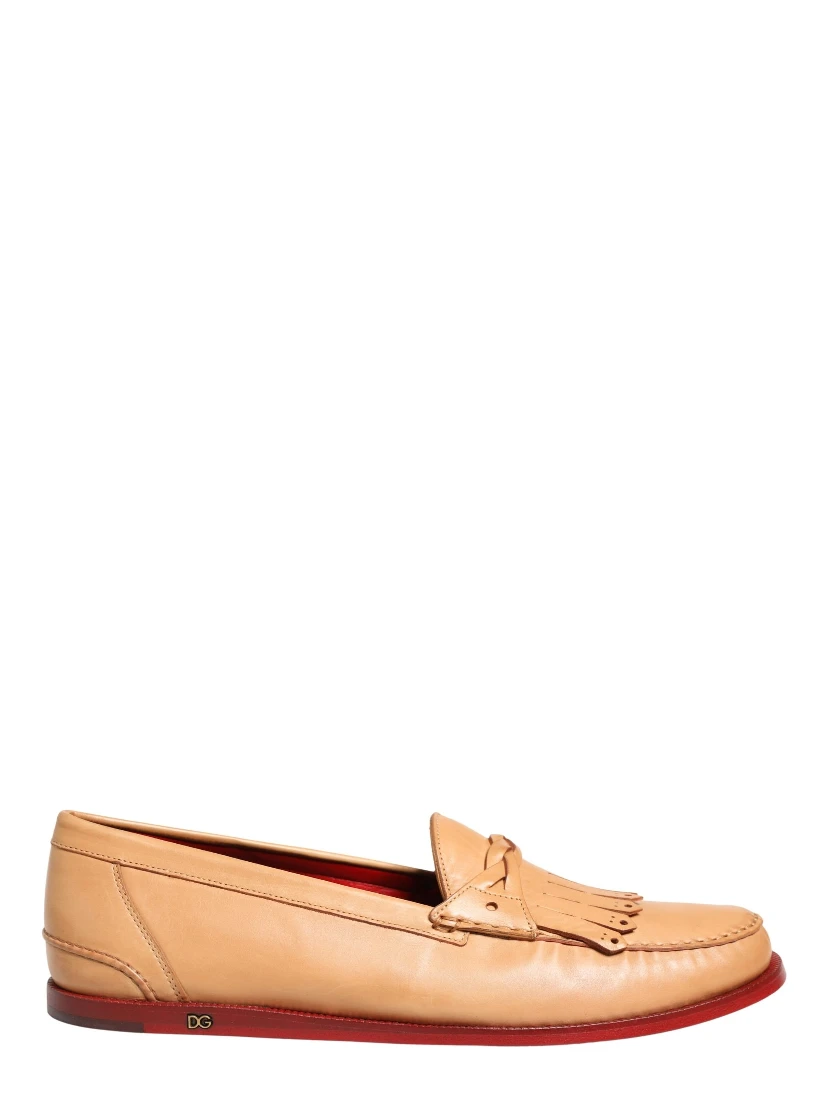 Beige Tassel Leather Men Slip On Loafers Shoes