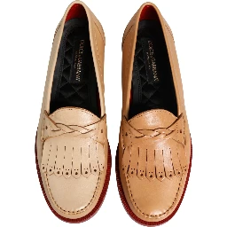 Beige Tassel Leather Men Slip On Loafers Shoes