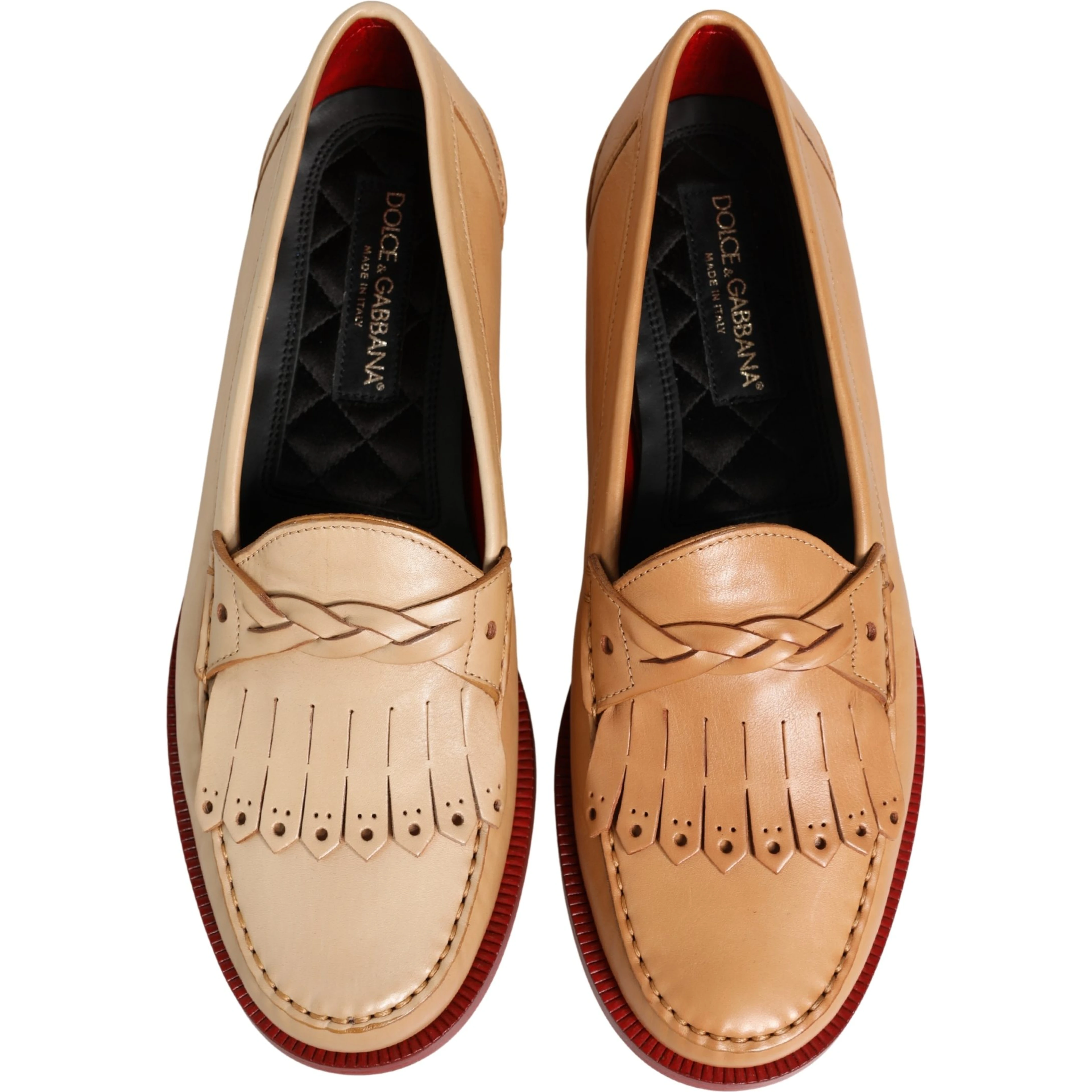Beige Tassel Leather Men Slip On Loafers Shoes